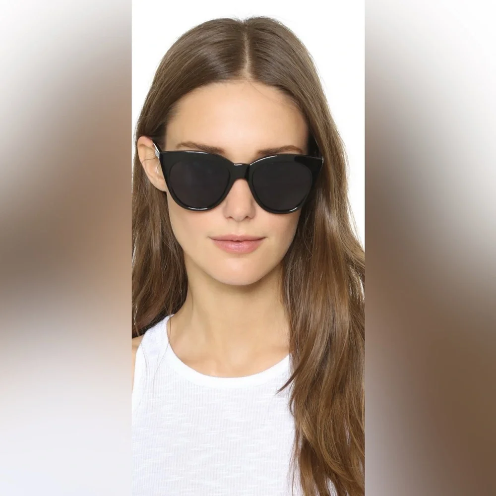 Le Specs Black Cat-Eye Halfmoon Magic Sunglasses - Picture 1 of 5